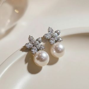 Cercei "Flora Beauty" din cristale si perle
