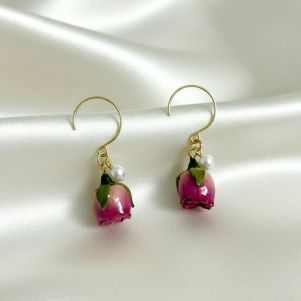 Cercei "Blushing Pearl" placati cu aur