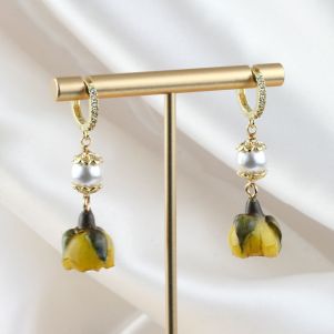 Cercei ''Limona'' din boboc de trandafir