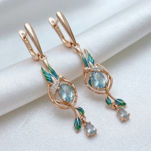 Cercei "Avis Carnivalis" placati cu aur roz