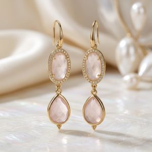 Cercei "Augusta" din cuart roz