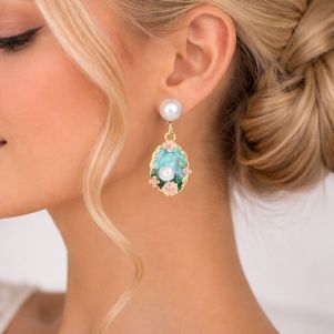 Cercei "Linda'' placati cu aur