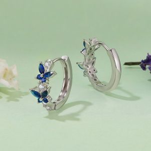 Cercei "Blue Wings" din argint