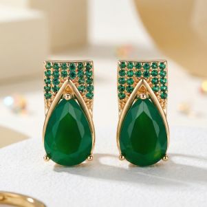 Cercei "Green Tear" din cristale