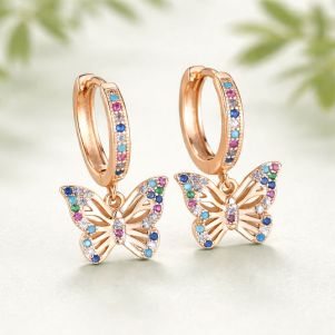 Cercei ''Colorful Butterflies'' din cristale