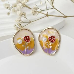 Cercei "Airbrush" placati cu aur