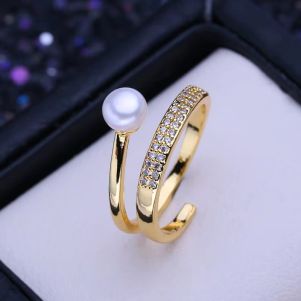 Inel "Auralis" placat cu aur si perla