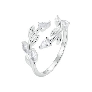 Inel "Crystal Leaf" din argint si cristale