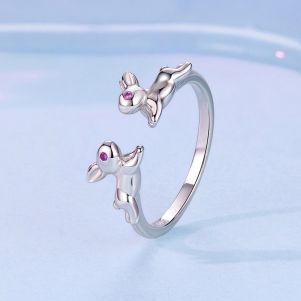 Inel "Twin Bunnies" din argint