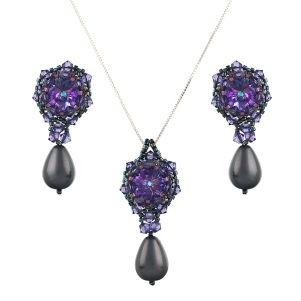 Set din cristale Swarovski, perle Mallorca lacrima si argint