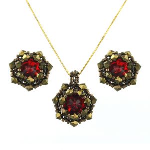 Set rivoli din cristale Swarovski si argint placat 18K