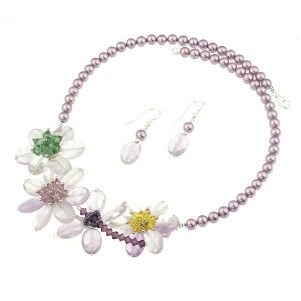 Set `Tinker Bell` din ametist light, perle de Mallorca si cristale Swarovski