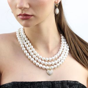 Set "Love Story" din perle de Mallorca si rhinestone