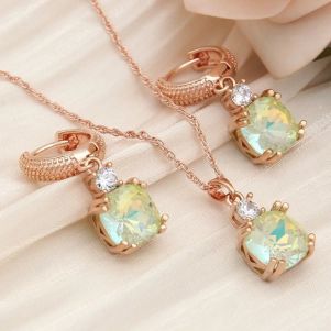 Set "Green Rainbow" placat cu aur roz