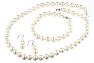 Set clasic perle naturale albe 6 - 8 mm A