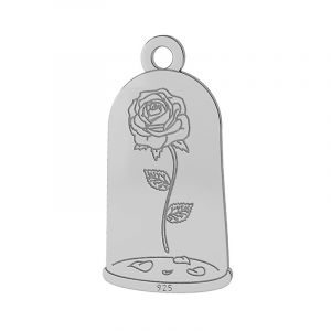 Pandantiv din argint - Trandafir magic in cupola de sticla