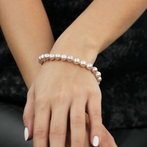 Bratara din perle naturale lila 6 - 8 mm AAA si argint