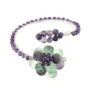 Bratara floare din ametist si fluorina