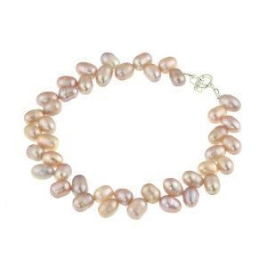 Bratara clasica din perle naturale lila si argint
