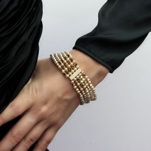 Bratara "Vintage Glam" din perle de Mallorca si cristale