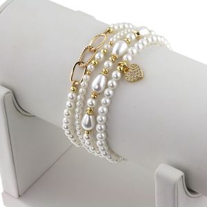 Set bratari "Delicate Love" din perle de Mallorca si elemente placate cu aur 18k