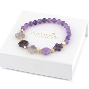 Bratara "Feeling" din ametist si elemente placate cu aur 18k