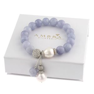 Bratara "Aquarium" din perle naturale, acvamarin si rhinestone