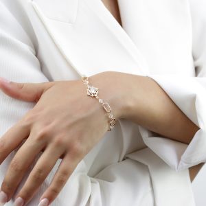 Bratara "Princess" din cristale si elemente placate cu aur 18k