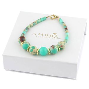 Bratara "Shoreline" din jasp impression si elemente placate cu aur 18k
