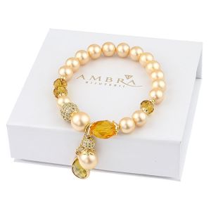 Bratara "Sweet Gold" din perle de Mallorca si cristale