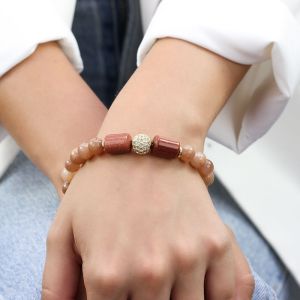 Bratara "Golden Sands" din Goldstone si jad