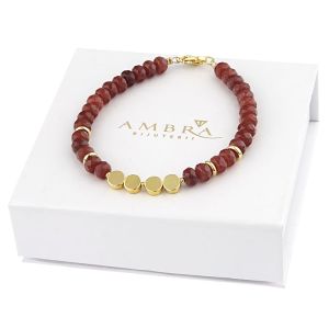 Bratara "Golden Rust" din jad si elemente placate cu aur 18k