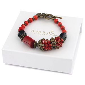 Bratara "Vintage Flames" din coral si onix