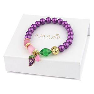 Bratara "Violet" din perle de Mallorca si ochi de pisica