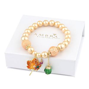 Bratara "Enchanted Leaf" din perle de Mallorca