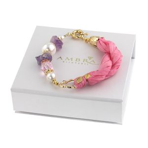 Bratara "Love Potion" din ametist, perle de Mallorca si matase naturala