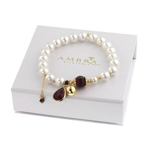 Bratara "Magical Red Apple" din perle de Mallorca si cristale