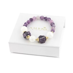 Bratara "Purple Snow" din ametist si cristale
