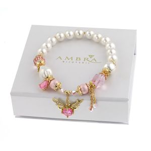Bratara "Sparkly Reindeer" din perle de Mallorca si cristale