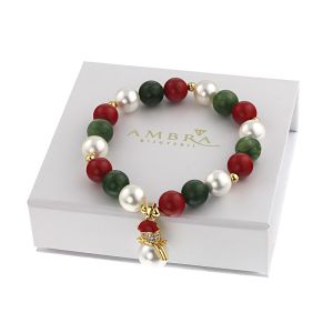 Bratara "Snowman" din perle de Mallorca si cuart