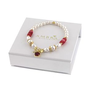 Bratara "Christmas Gift" din perle de Mallorca si agat