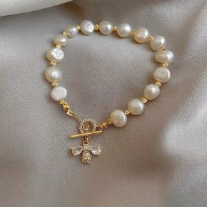 Bratara "White Garden" din perle naturale