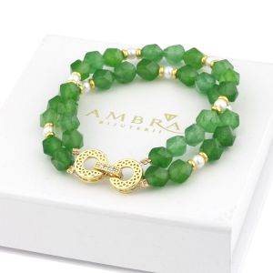 Bratara "Greenery" din jad Taiwan si perle