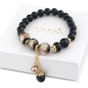 Bratara "Cat eye" din perle de Mallorca