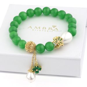 Bratara "Spring Luck" din ochi de pisica si perle