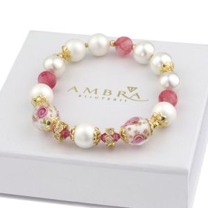 Bratara "Sweetness" din lampwork, perle si jad