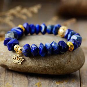 Bratara "Blue Lotus" din lapis lazuli