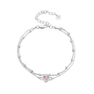 Bratara "Pink Flirt" din argint si cristal