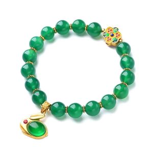 Bratara "Green Bunny" din agat verde