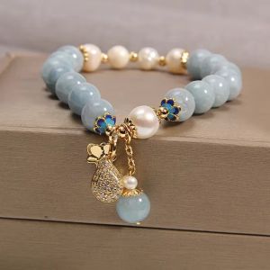 Bratara "Lucky Pearl" din agat si perle